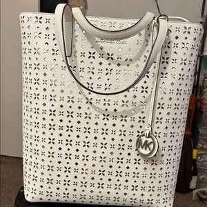 Michael Kors White Perforated Tote